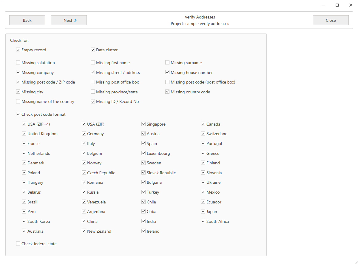 Faulty Addresses List