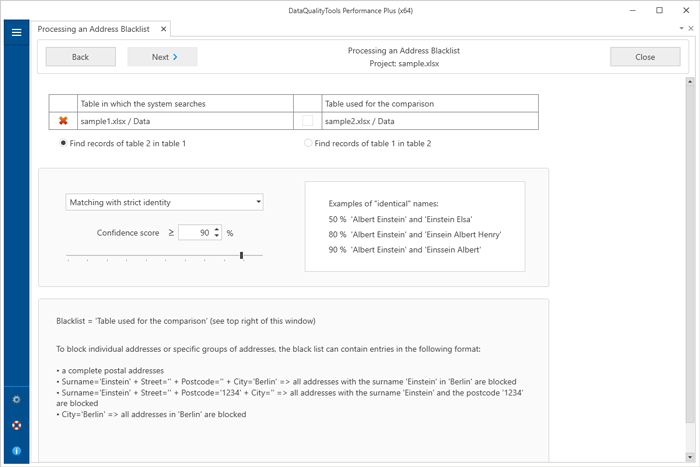 Processing an Address Blacklist