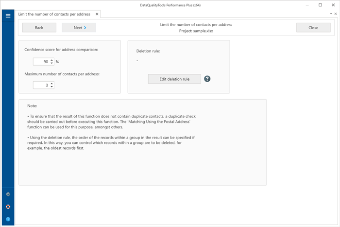 Limit the number of contacts per address
